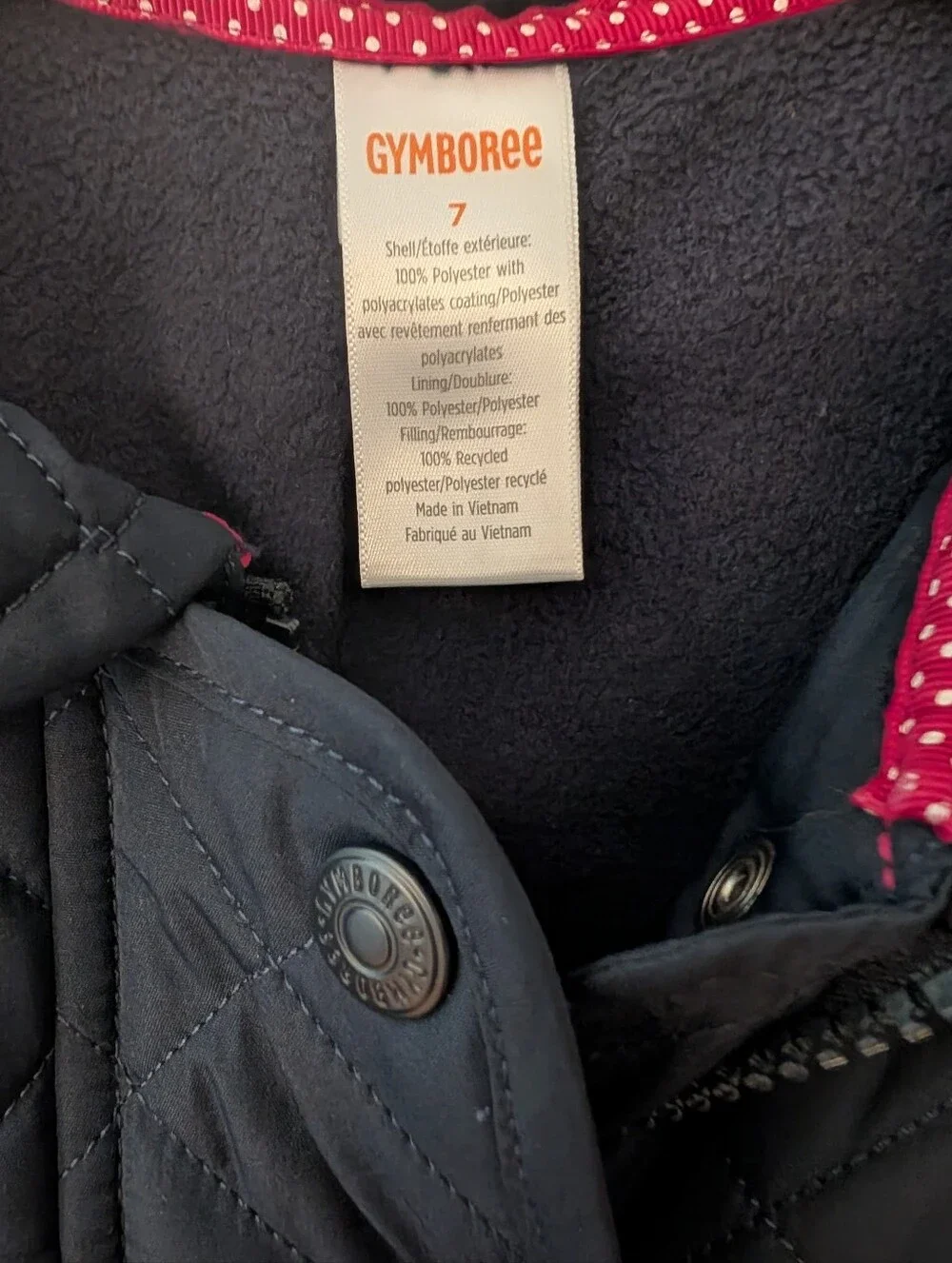 Gymboree Girls Quilted Elegant Navy Jacket Size 7